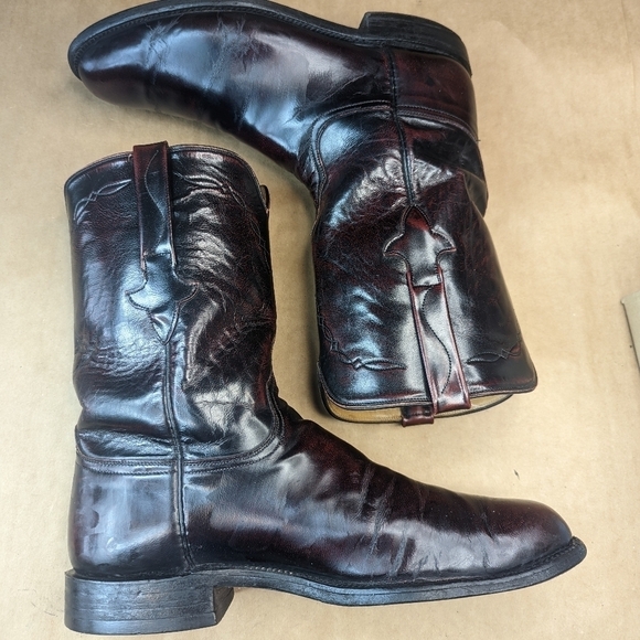 Lucchese Classics men's size 10.5E black cherry leather classic Western cowboy b - Picture 9 of 12